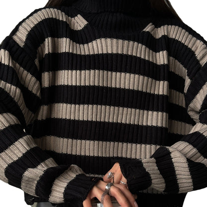 Women's fashionable oversized sweater with striped pattern NOVAE