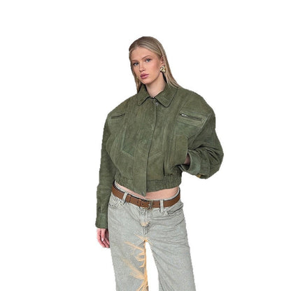 Women's snack leather jacket with a relaxed fit NOVAE