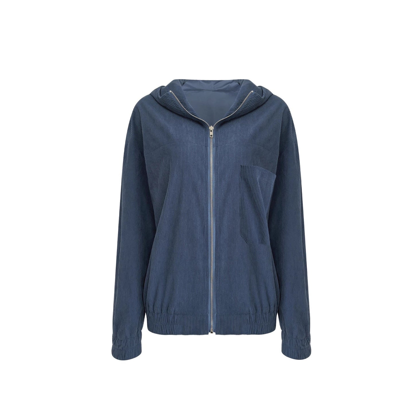Women's cropped hooded jacket made of high-quality corduroy fabric with practical pockets and elastic cuffs NOVAE