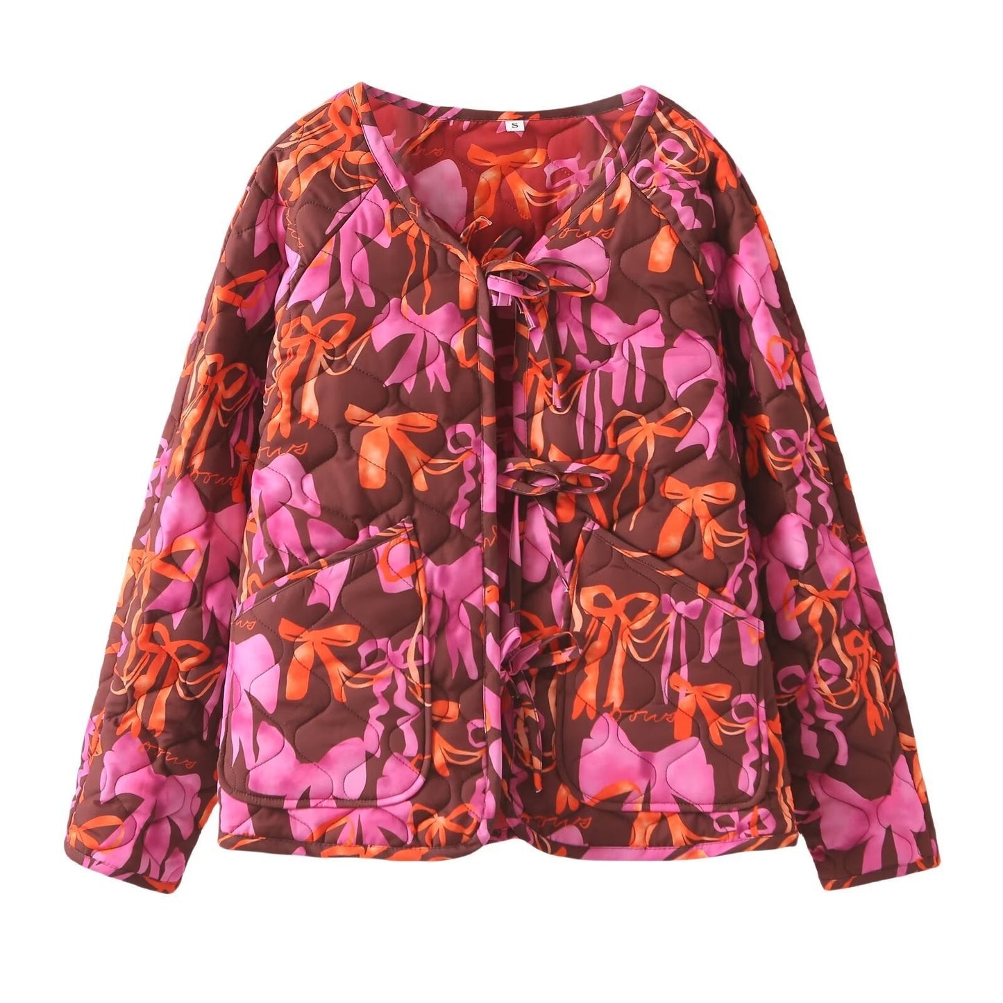 Women's quilted jacket with playful bow pattern NOVAE