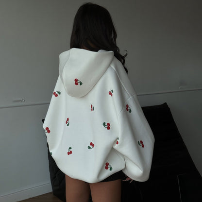 Women's hooded jacket with unique cherry design and oversized cut NOVAE