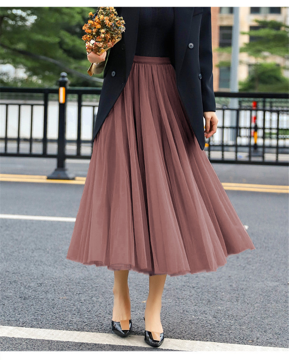 Women's Elegant Tulle Skirt with Wide Swing Cut and Elastic Waistband NOVAE