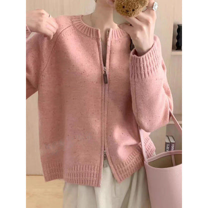 Women's cardigan with a modern zipper and ribbed cuffs NOVAE