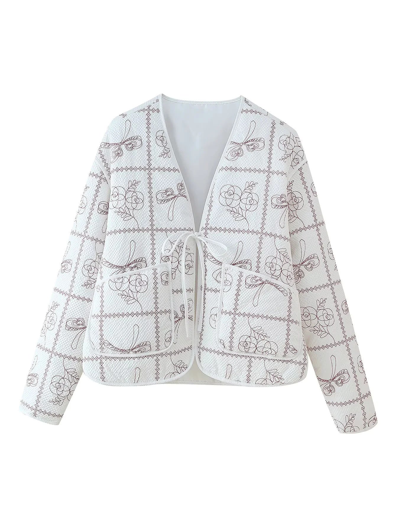 Women's jacket with floral pattern and practical pockets NOVAE