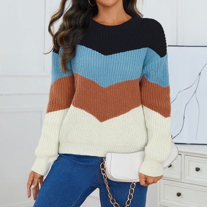 Women's knitted sweater with chevron pattern and comfort cuffs NOVAE