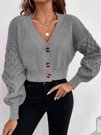 Women's cardigan with cable pattern and elegant design NOVAE