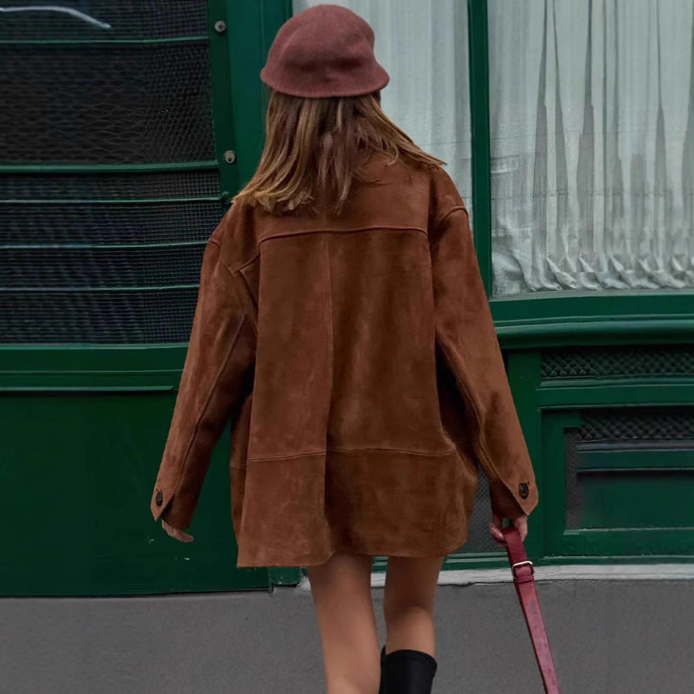 Women's fashionable suede jacket in a casual oversized cut NOVAE