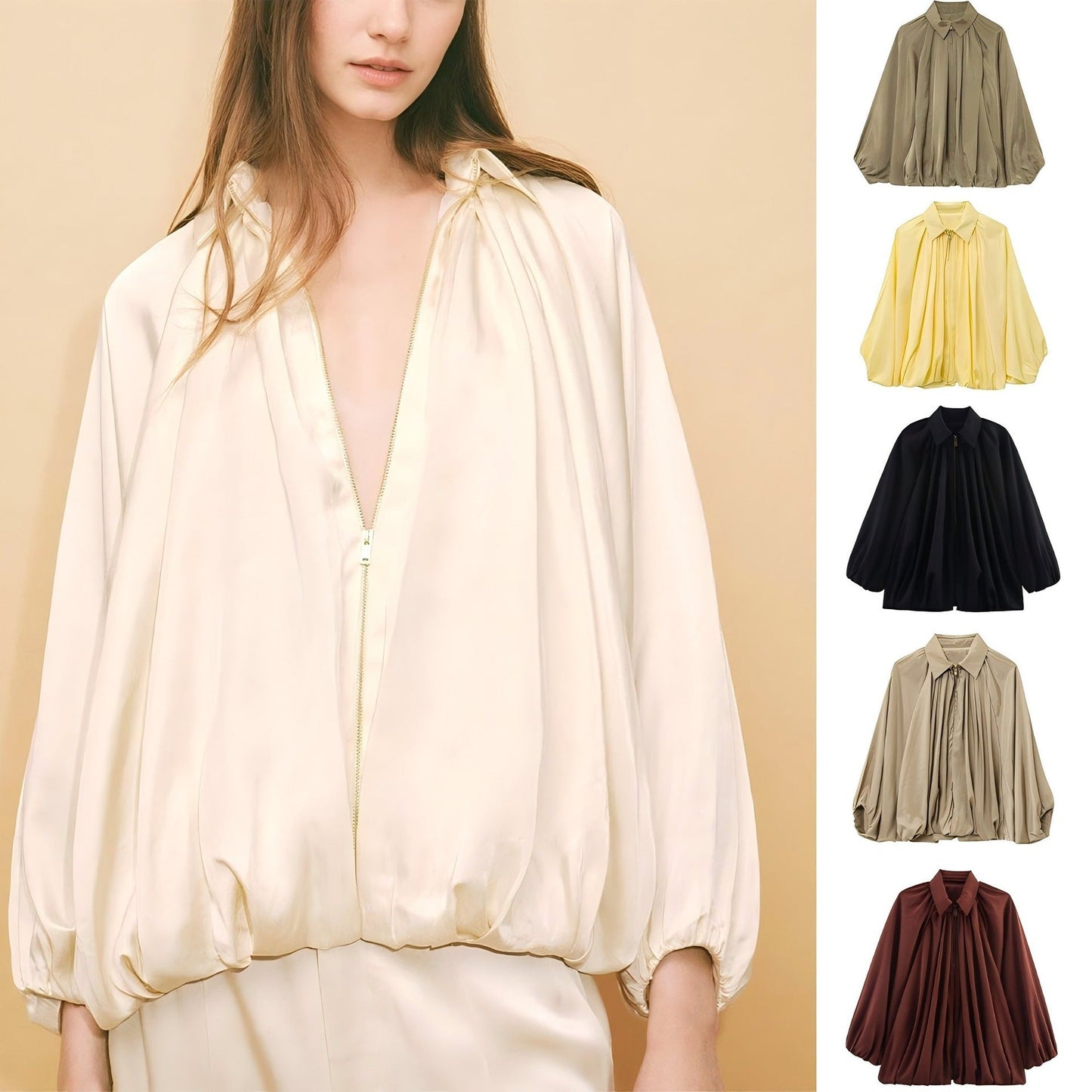 Women's lightweight oversized silk jacket NOVAE