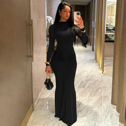 Women's Elegant Long-Sleeve Maxi Dress with Figure-Shaping Design NOVAE
