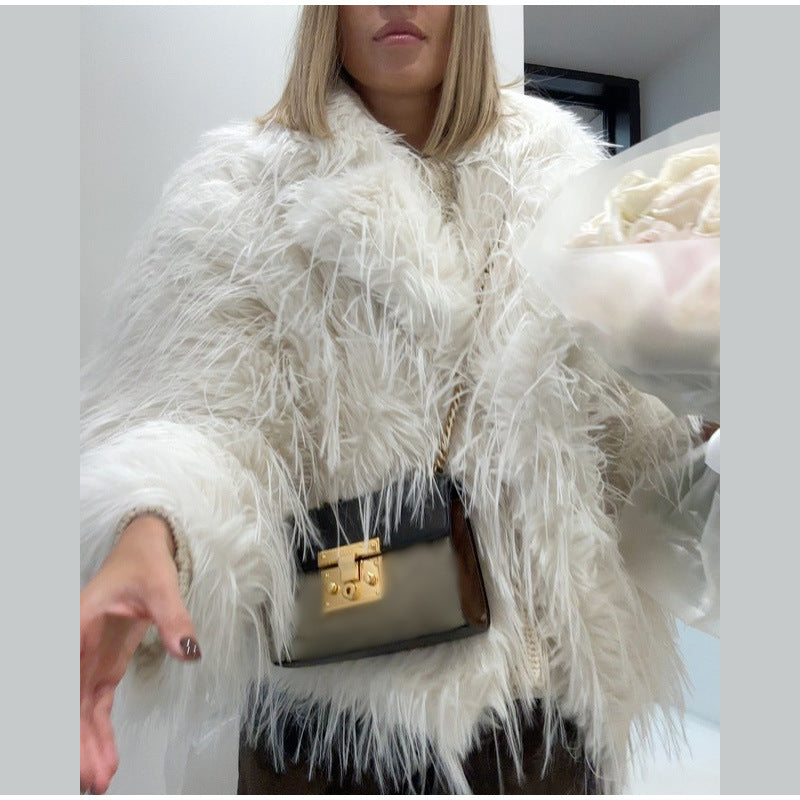 Women's Fluffy Faux Fur Jacket in a Fashionable Cut NOVAE