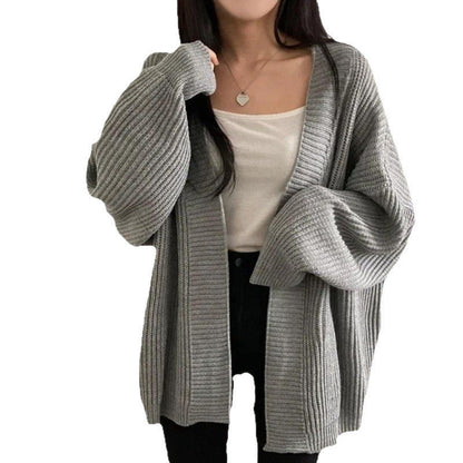 Women's plus size cardigan with wide sleeves and textured fabric NOVAE