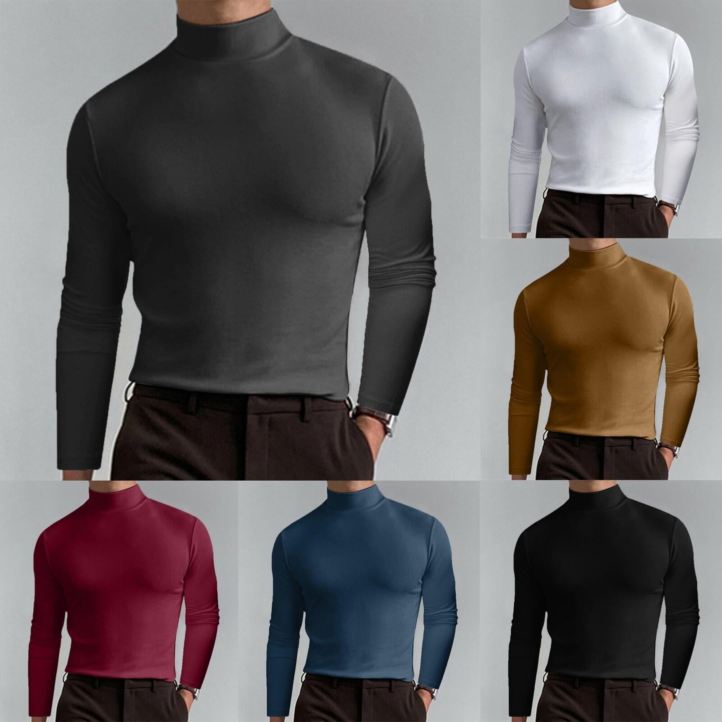 Men's high-quality roll-neck sweater made from a fine cotton blend NOVAE