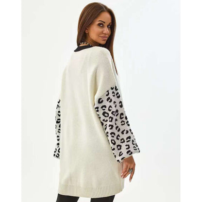 Women's cardigan with leopard print and feminine details NOVAE