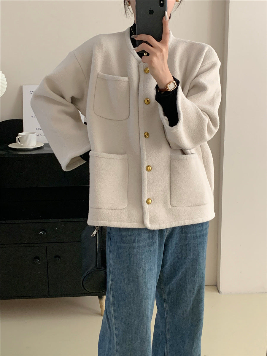 Women's soft jacket with decorative buttons and large pockets NOVAE