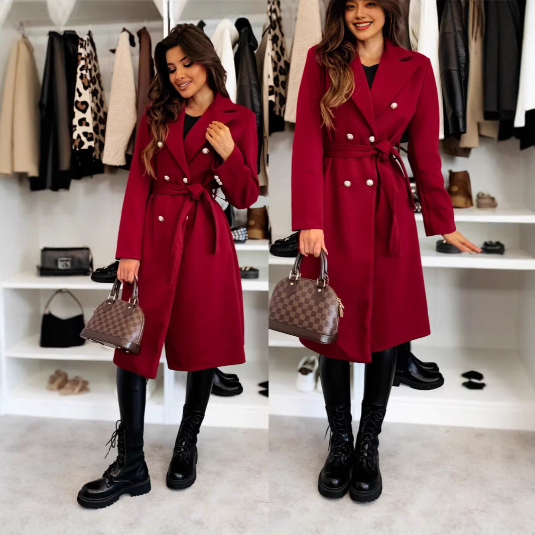 Women's trench coat with double-breasted button closure and chic waist belt NOVAE