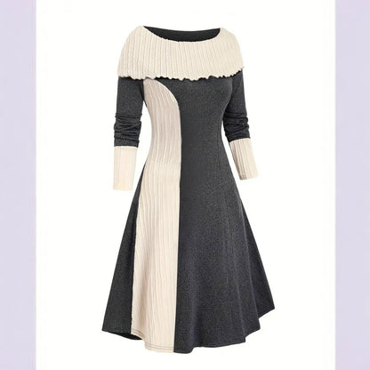 Women's elegant and trendy dress with pleated collar NOVAE