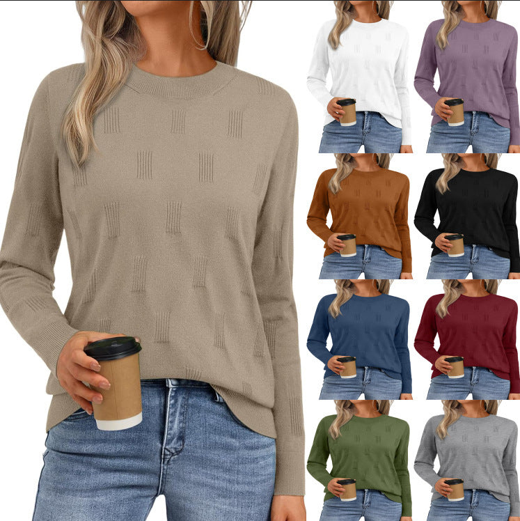 Women's knitted sweater with a textured pattern and relaxed fit NOVAE
