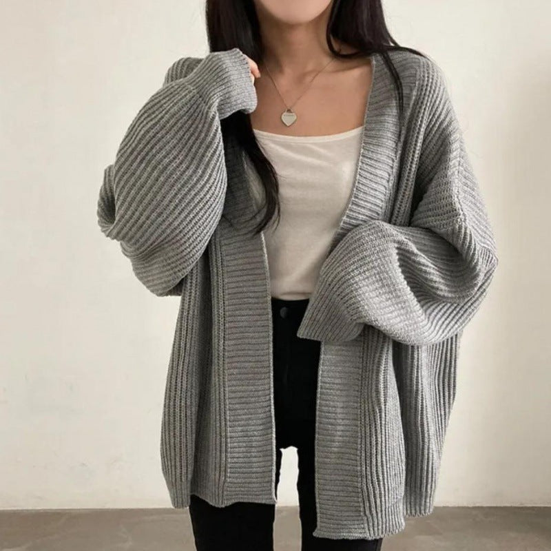Women's plus size cardigan with wide sleeves and textured fabric NOVAE