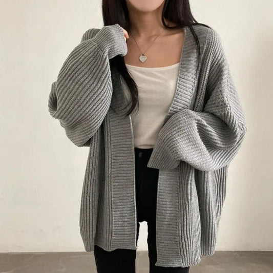 Women's plus size cardigan with wide sleeves and textured fabric NOVAE