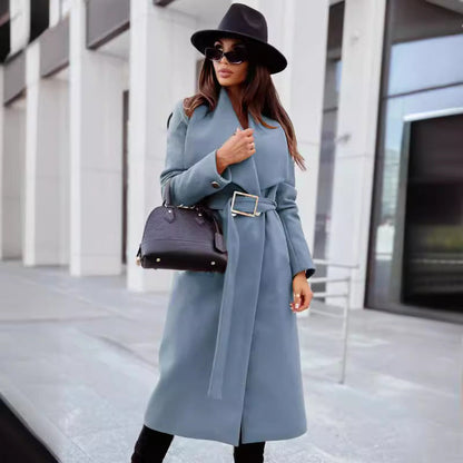 Women's Elegant Trench Coat with Belt and Textured Fabric NOVAE