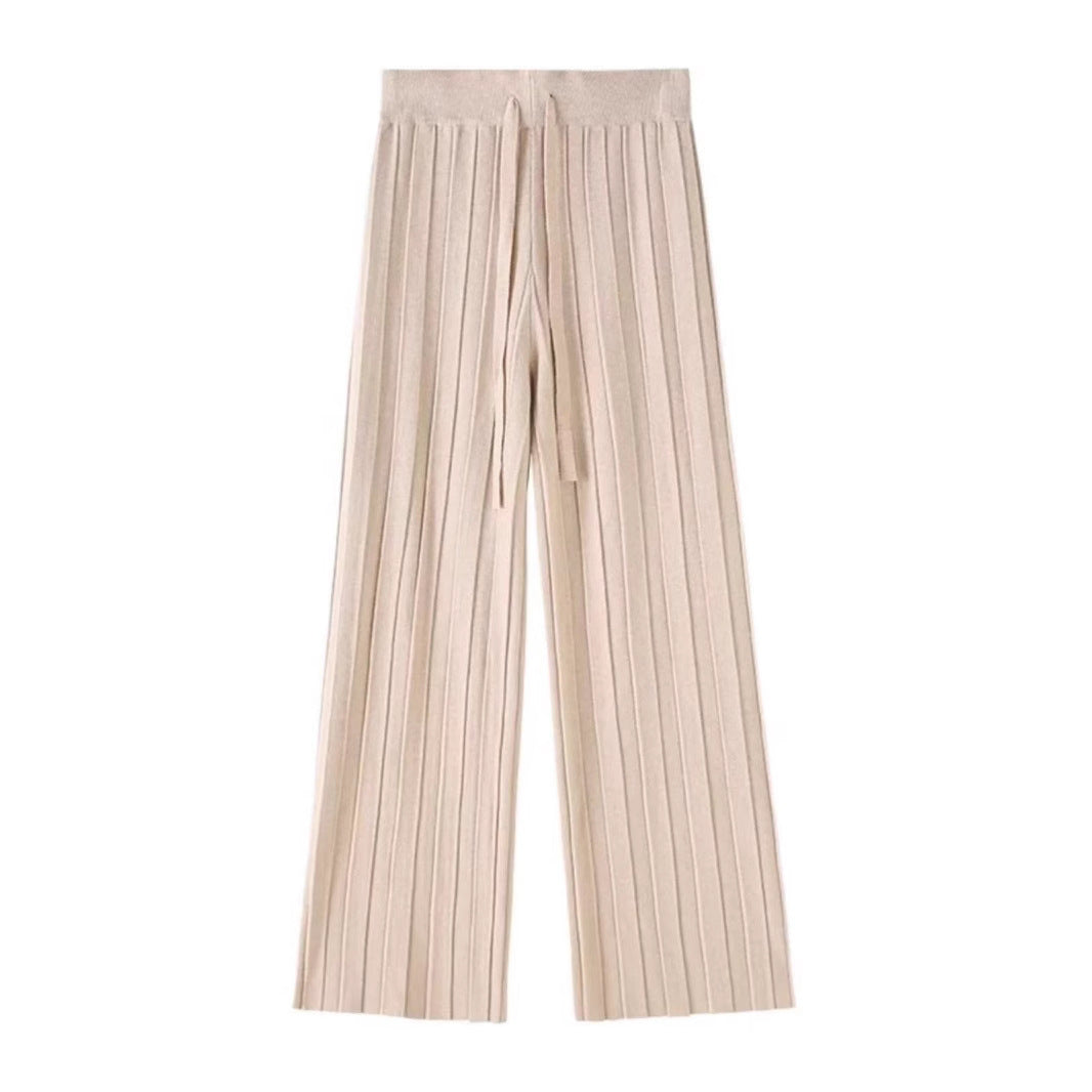 Women's wide-leg trousers with vertical stripe design and elastic waistband NOVAE