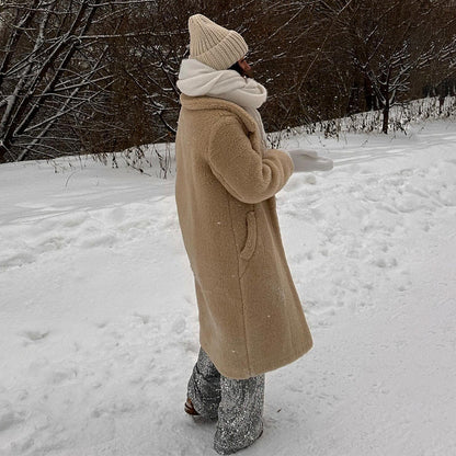 Women's cozy oversized winter coat with soft teddy fleece NOVAE