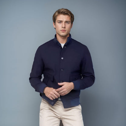 Men's casual transitional jacket with practical pockets and high collar NOVAE