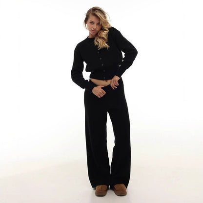 Women's cropped cardigan with fine rib details and elegant button closure NOVAE