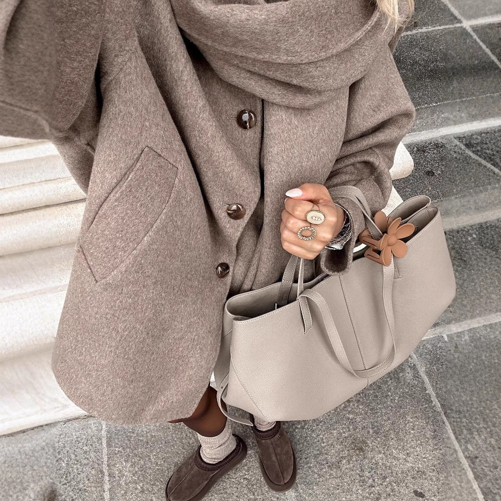 Women's Oversized Wool-Blend Coat with Shawl Collar NOVAE