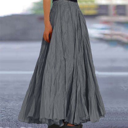 Women's long, flowing skirt with elastic waistband and modern texture NOVAE