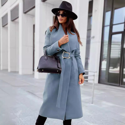 Women's elegant trench coat with wide lapels and adjustable belt NOVAE