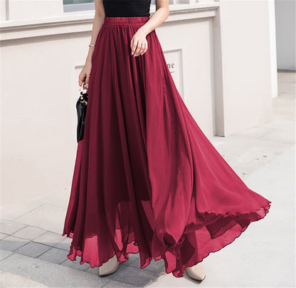 Women's long, flowing skirt with elastic waistband and swing hem NOVAE