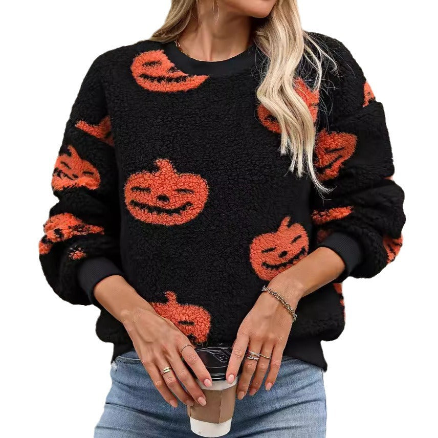 Women's Cozy Sweatshirt with Halloween Motif NOVAE