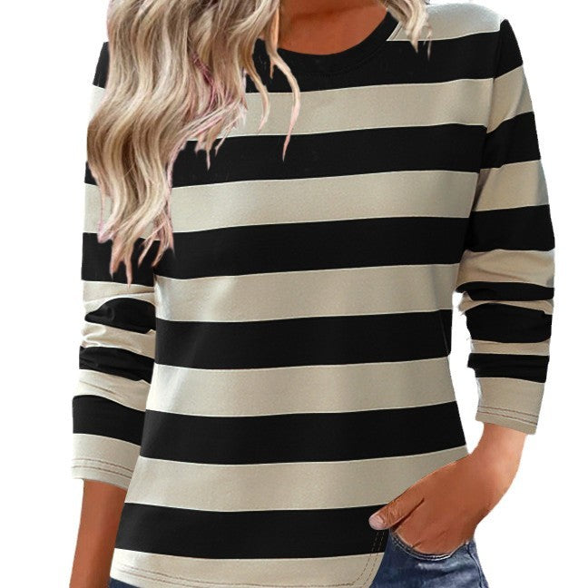 Women's long-sleeved shirt with a modern striped pattern and comfortable fit NOVAE