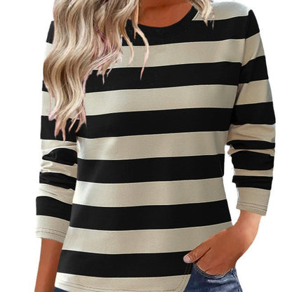 Women's long-sleeved shirt with a modern striped pattern and comfortable fit NOVAE