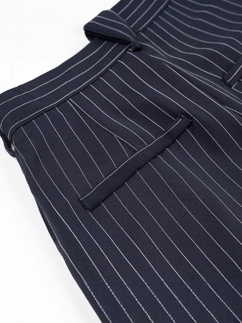 Women's wide-leg high-waisted trousers with elegant stripes NOVAE