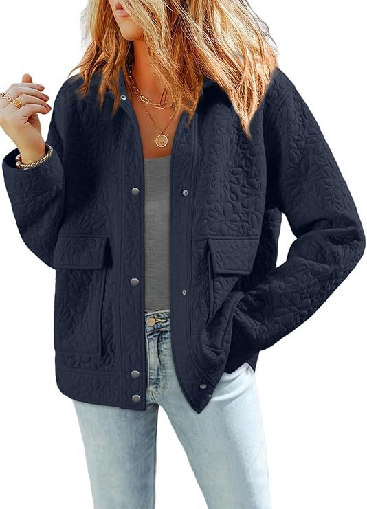 Women's quilted jacket with practical patch pockets and floral pattern NOVAE