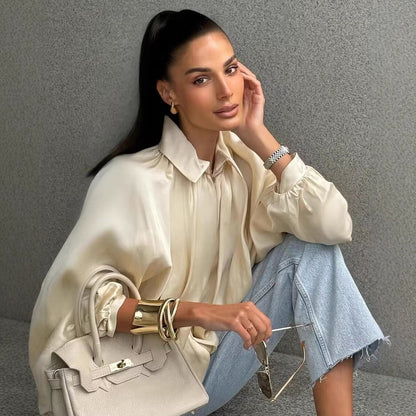 Women's lightweight oversized silk jacket NOVAE