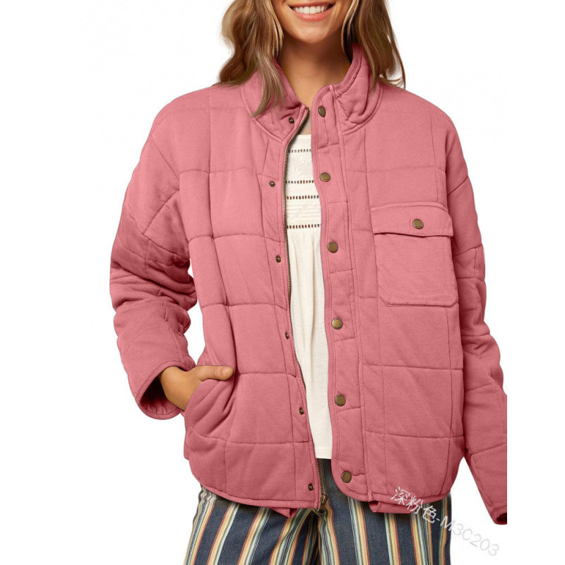 Women's quilted jacket with decorative button NOVAE