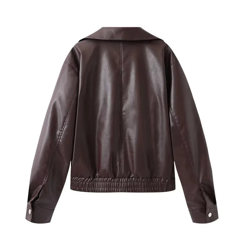 Women's faux leather blouson jacket with a wide cut and casual details NOVAE