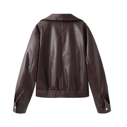 Women's faux leather blouson jacket with a wide cut and casual details NOVAE