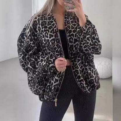 Women's Trendy Leopard Print Oversized Jacket NOVAE