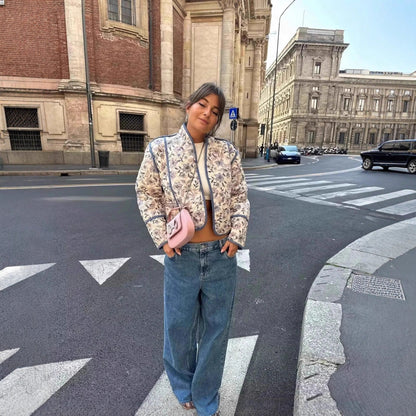 Women's patterned quilted jacket with elegant cut and decorative details NOVAE