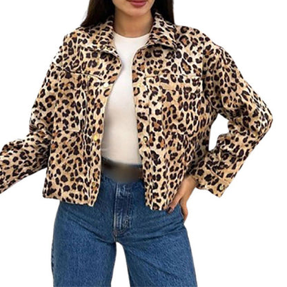 Women's fashionable jacket in leopard print design NOVAE