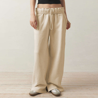 Women's wide-leg leisure trousers with elasticated waistband and drawstring NOVAE