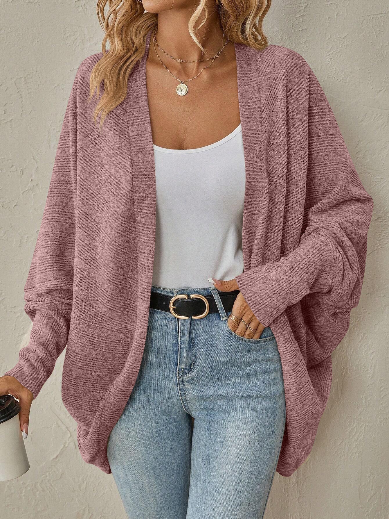 Women's casual cardigan with wide sleeves and open design NOVAE