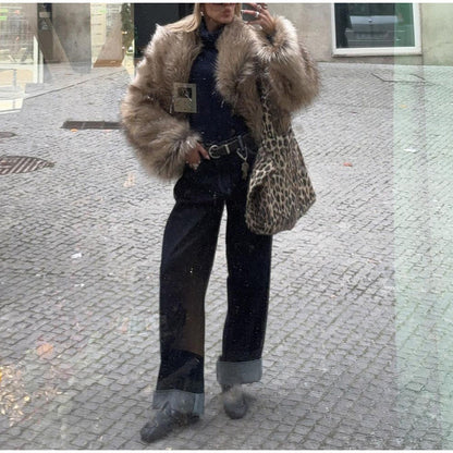 Women's luxury faux fur jacket with sparkling detail NOVAE