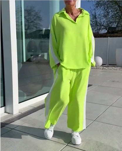 Women's relaxed leisure suit with shirt and wide-legged trousers NOVAE