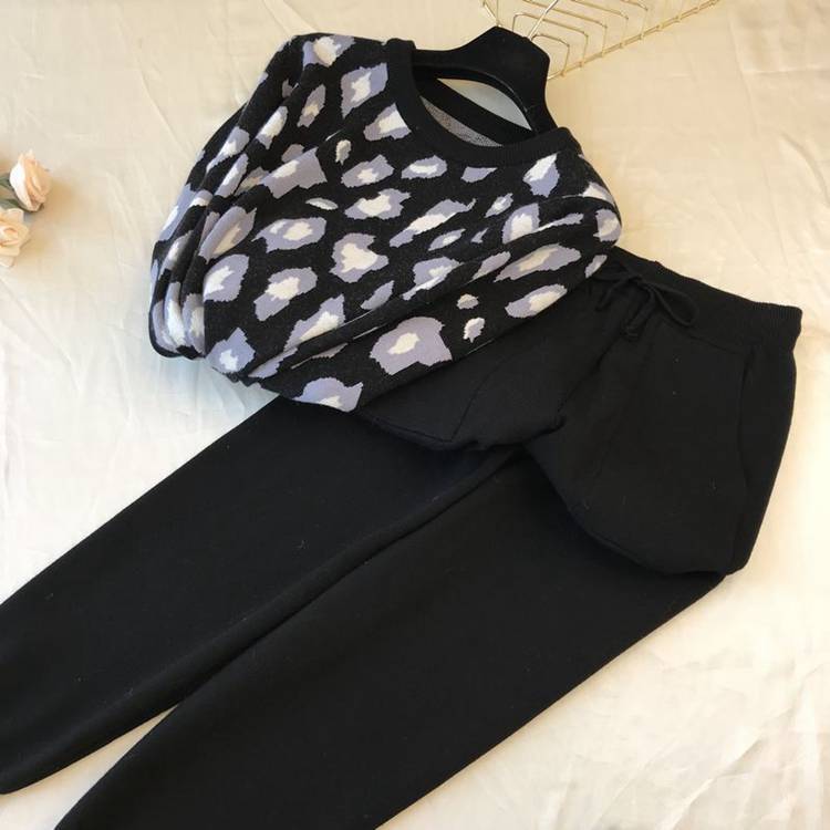 Women's stylish leisure knitwear set with high collar NOVAE