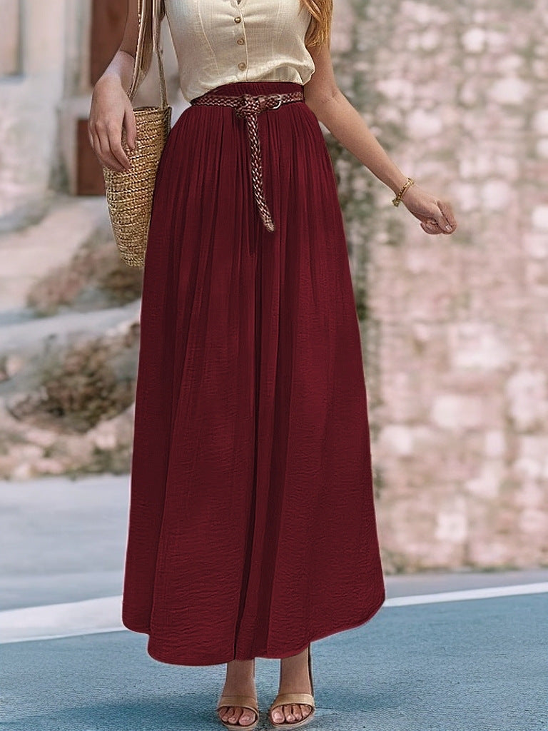 Women's Long Maxi Skirt with Elastic Waistband and Flowing Fabric NOVAE